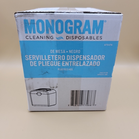 Interfold Napkin Dispenser Table Top Black Plastic Monogram Cleaning Disposables - Picture 8 of 12